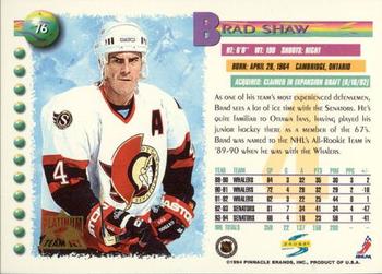 1994-95 Score - Platinum #76 Brad Shaw Back