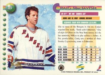 1994-95 Score - Platinum #85 Craig MacTavish Back