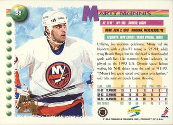 1994-95 Score - Platinum #88 Marty McInnis Back