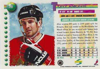 1994-95 Score - Platinum #92 Tony Amonte Back