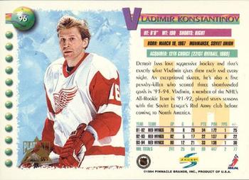 1994-95 Score - Platinum #96 Vladimir Konstantinov Back