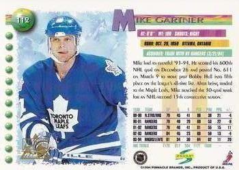 1994-95 Score - Platinum #112 Mike Gartner Back
