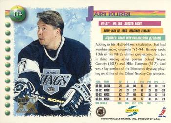 1994-95 Score - Platinum #114 Jari Kurri Back