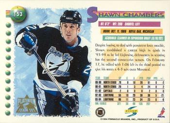 1994-95 Score - Platinum #153 Shawn Chambers Back