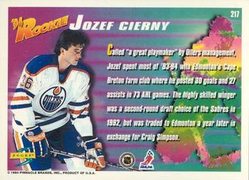 1994-95 Score - Platinum #217 Jozef Cierny Back