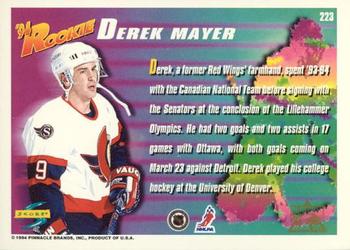 1994-95 Score - Platinum #223 Derek Mayer Back