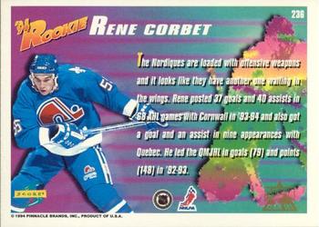 1994-95 Score - Platinum #236 Rene Corbet Back