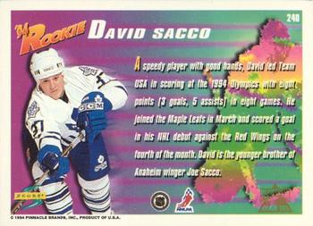 1994-95 Score - Platinum #240 David Sacco Back