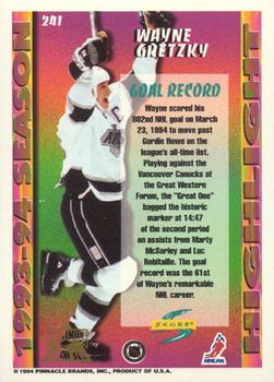 1994-95 Score - Platinum #241 Wayne Gretzky Back
