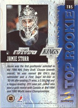 1994-95 Score - Top Rookie #TR5 Jamie Storr Back