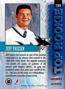 1994-95 Score - Top Rookie #TR8 Jeff Friesen Back