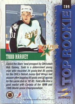 1994-95 Score - Top Rookie #TR9 Todd Harvey Back