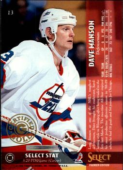 1994-95 Select - Certified Gold #13 Dave Manson Back