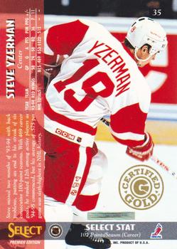 1994-95 Select - Certified Gold #35 Steve Yzerman Back
