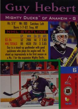 1994-95 Stadium Club - First Day Issue #6 Guy Hebert Back