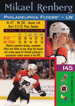 1994-95 Stadium Club - First Day Issue #145 Mikael Renberg Back