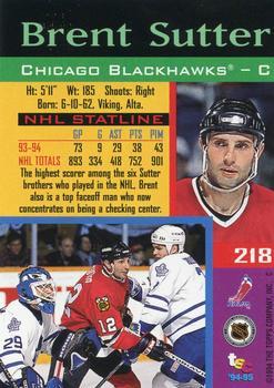 1994-95 Stadium Club - First Day Issue #218 Brent Sutter Back