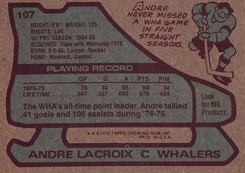 1979-80 Topps #107 Andre Lacroix Back