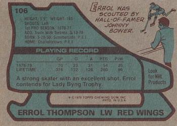 1979-80 Topps #106 Errol Thompson Back
