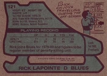 1979-80 Topps #121 Rick Lapointe Back