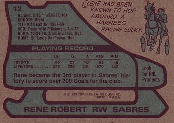 1979-80 Topps #12 Rene Robert Back
