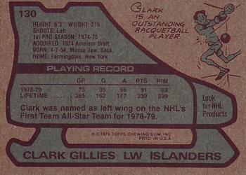 1979-80 Topps #130 Clark Gillies Back