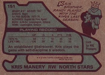 1979-80 Topps #151 Kris Manery Back