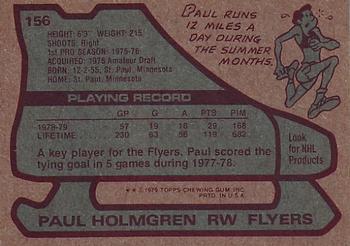 1979-80 Topps #156 Paul Holmgren Back
