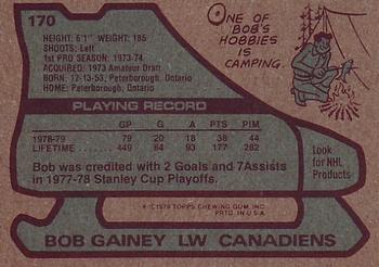 1979-80 Topps #170 Bob Gainey Back