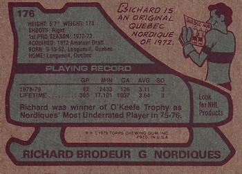 1979-80 Topps #176 Richard Brodeur Back