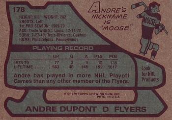 1979-80 Topps #178 Andre Dupont Back