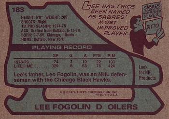 1979-80 Topps #183 Lee Fogolin Back