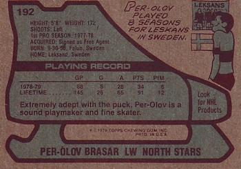 1979-80 Topps #192 Per-Olov Brasar Back