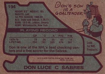 1979-80 Topps #194 Don Luce Back