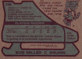 1979-80 Topps #196 Bob Miller Back