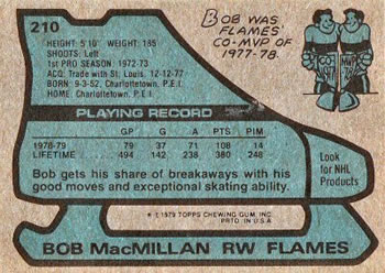 1979-80 Topps #210 Bob MacMillan Back