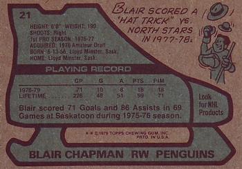 1979-80 Topps #21 Blair Chapman Back