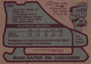1979-80 Topps #222 Mark Napier Back