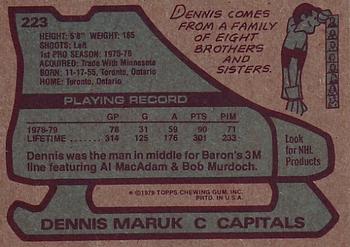 1979-80 Topps #223 Dennis Maruk Back