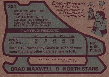 1979-80 Topps #231 Brad Maxwell Back