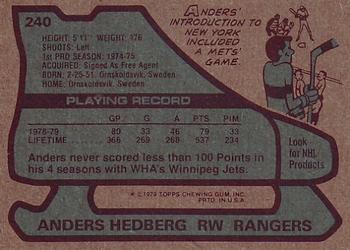 1979-80 Topps #240 Anders Hedberg Back