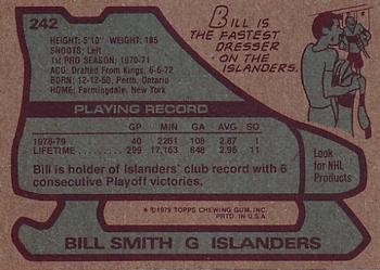 1979-80 Topps #242 Bill Smith Back