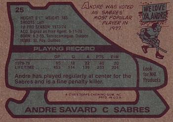 1979-80 Topps #25 Andre Savard Back