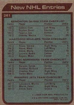 1979-80 Topps #261 New NHL Entries Back