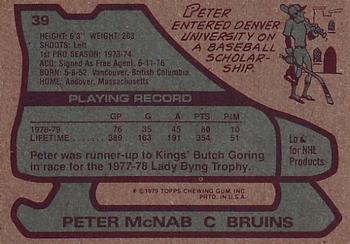 1979-80 Topps #39 Peter McNab Back