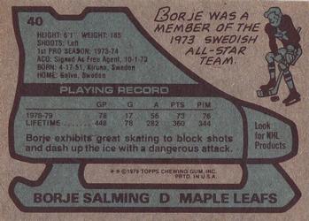 1979-80 Topps #40 Borje Salming Back