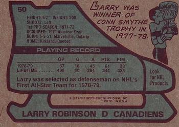 1979-80 Topps #50 Larry Robinson Back