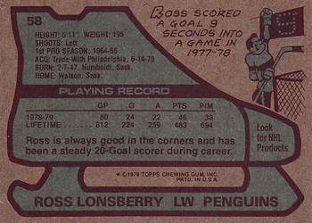 1979-80 Topps #58 Ross Lonsberry Back