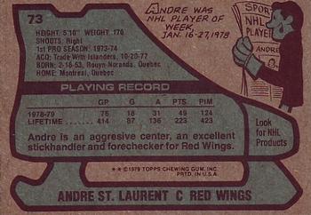 1979-80 Topps #73 Andre St. Laurent Back