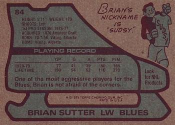 1979-80 Topps #84 Brian Sutter Back